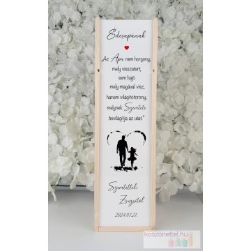   Szülőköszöntő boros doboz sziluettel Menyasszonytól Édesapának (Elfogyott)