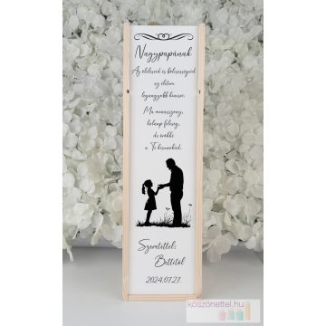   Szülőköszöntő boros doboz sziluettel Menyasszonytól Nagypapának (Elfogyott)