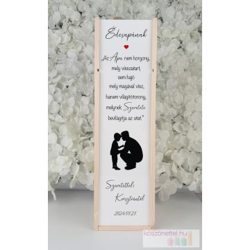   Szülőköszöntő boros doboz sziluettel Vőlegénytől Édesapának (Elfogyott)