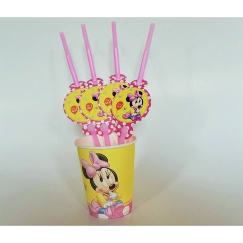 Baby Minnie party szívószál (6 db-os csomag) (UTOLSÓ 4 CSOMAG RAKTÁRON)