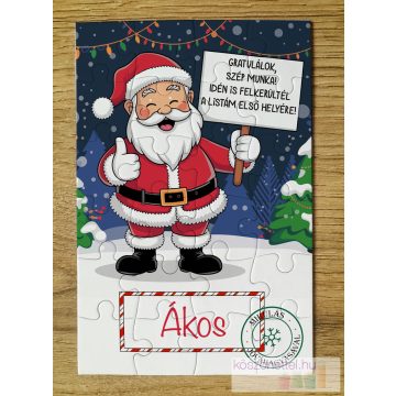   Névre Szóló Mikulás Puzzle – Egyedi Üzenettel  (Mikulás táblával)