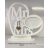 Mr & Mrs fényképes asztali dísz esküvői lakatceremóniára szimpla szív lakattal