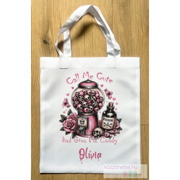   Halloween névvel feliratozott cukorkagyűjtő táska - cukorka koponyás