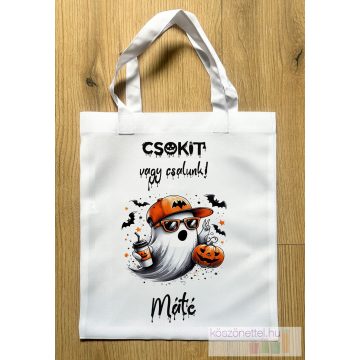  Halloween névvel feliratozott édesség gyűjtő táska - Baseball sapis szellem