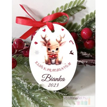  Első karácsonyom - egyedi névvel feliratozott babás karácsonyfa dísz (lányos)