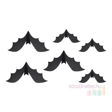   Karton denevér Halloween dekoráció  29 x 13 cm (6 db-os csomag)