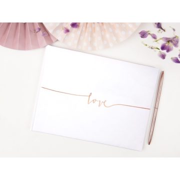 Love - esküvői vendégkönyv rose gold felirattal