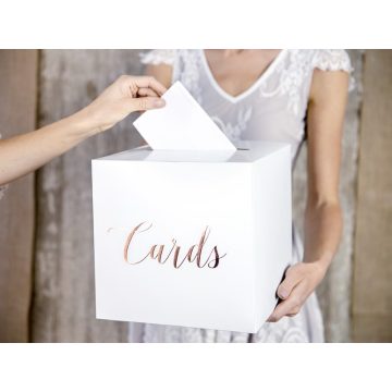   "Cards" esküvői nászajándékgyűjtő / jókívánság doboz rose gold felirattal