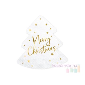   Karácsonyfa alakú szalvéta fehér-arany színű (20 db-os csomag)