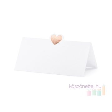 Rosegold szívecskével díszített ültetőkártya