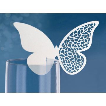 Fehér mintás pillangó - ültetőkártya