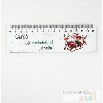  Névvel feliratozott mini vonalzó egyedi szöveggel - Mikulás dizájnban