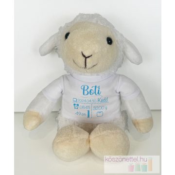   Emlékőr Plüss Bárány születési adatokkal választható felirat színnel (20 cm)