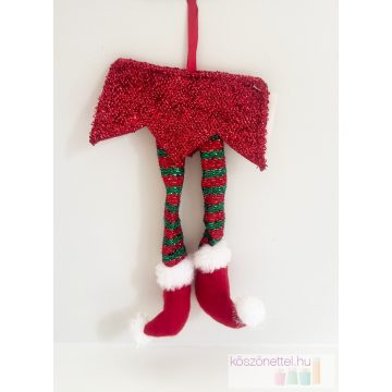 Elf manó lábak - akasztható (21 cm) - zöld-piros csíkos