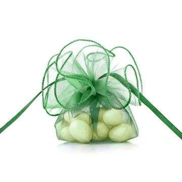 Organza batyu szatén szalaggal - smaragdzöld