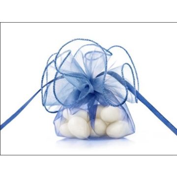 Organza batyu szatén szalaggal -  királykék