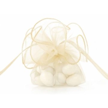   Organza batyu szatén szalaggal -  krém (Utolsó 190 db raktáron)