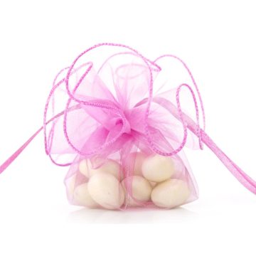   Organza batyu szatén szalaggal -  pink (Utolsó 150 db raktáron)