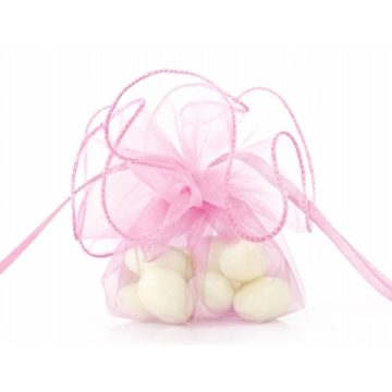   Organza batyu szatén szalaggal -  rózsaszín (Utolsó 50 db raktáron)