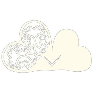   Lézervágott szív ültetőkártya krém - Utolsó 96 db raktáron!